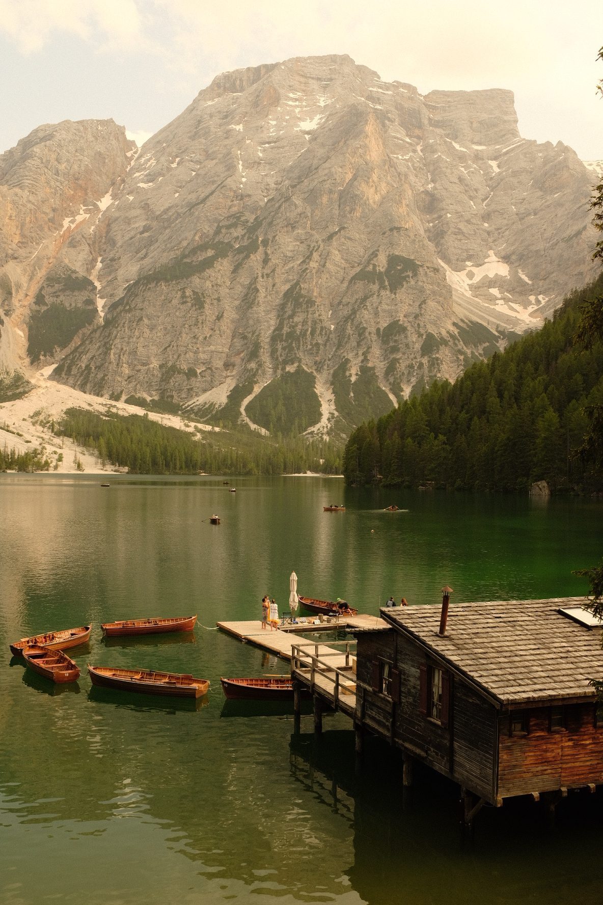 Wooden boats on a mirror