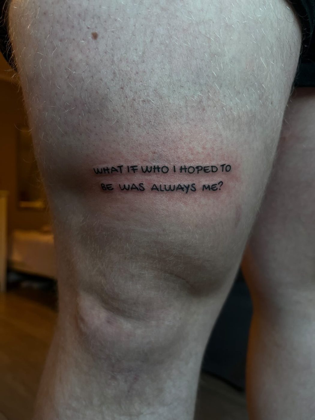 Tattoo of Jon Bellion lyric: what if who I hoped to be was always me